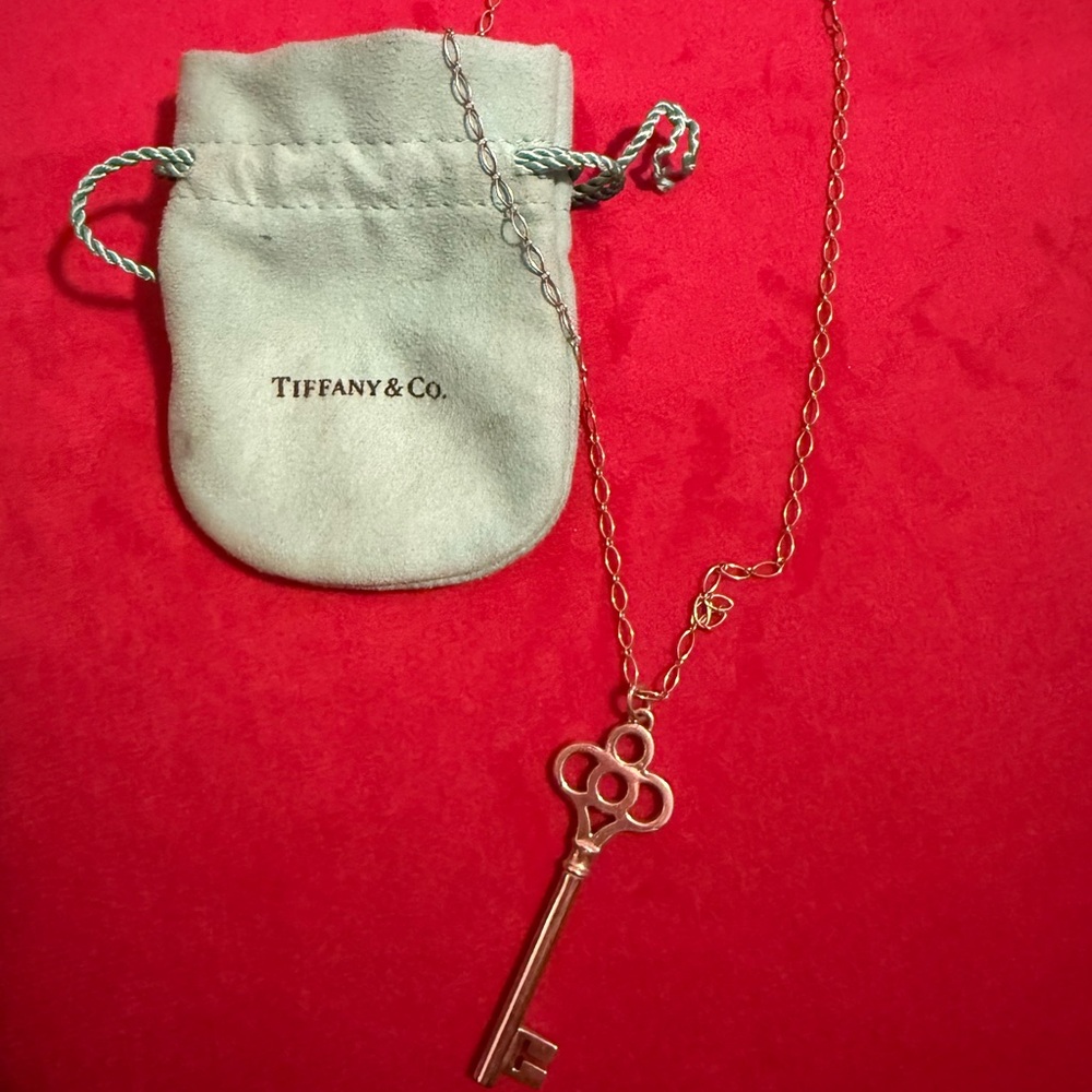 Tiffany & Co. Rose Silver Key Pendant Necklace